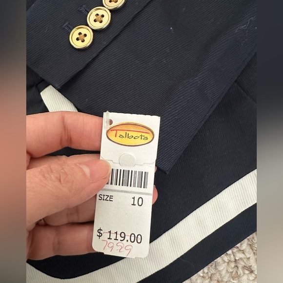 Talbots Navy blue and White Blazer size 10 NWT - Picture 4 of 9